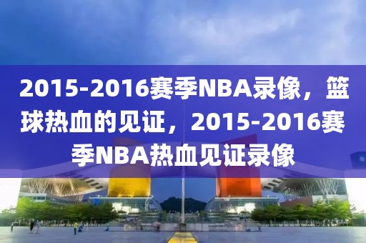 2015-2016赛季NBA录像，篮球热血的见证，2015-2016赛季NBA热血见证录像